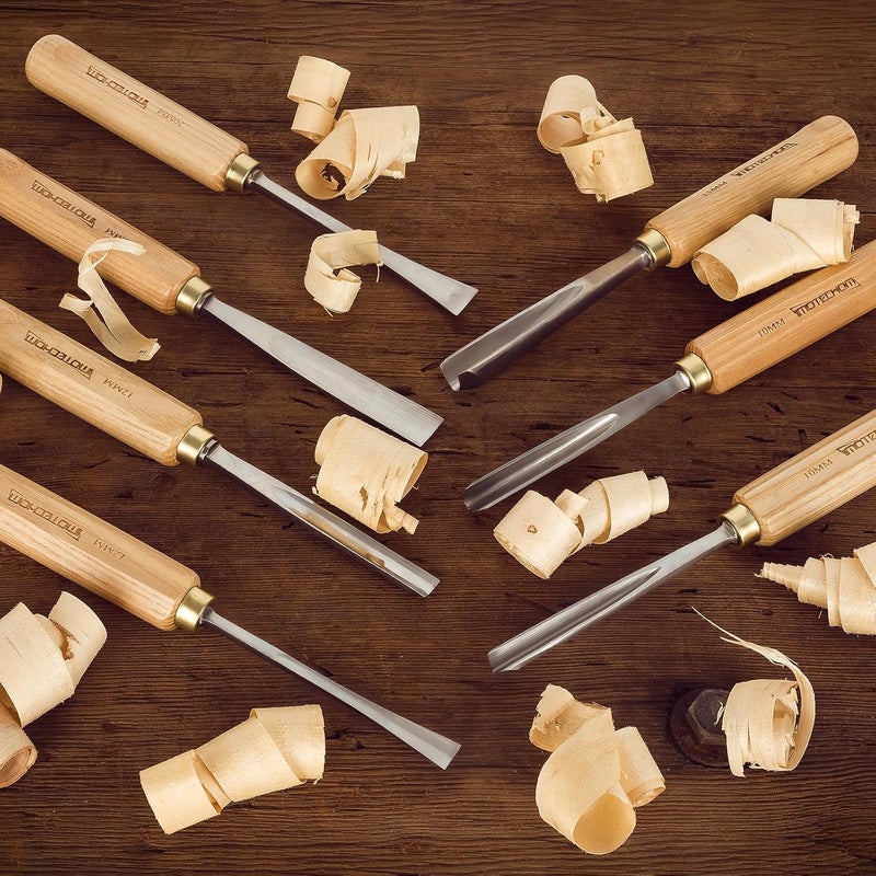 IMOTECHOM 7-Pieces Woodworking Wood Carving Tools Chisel Set with Canvas Bag, Gouges and Carving Chisel Set, Razor Sharp CR-V 60 Steel Blades - Image 3